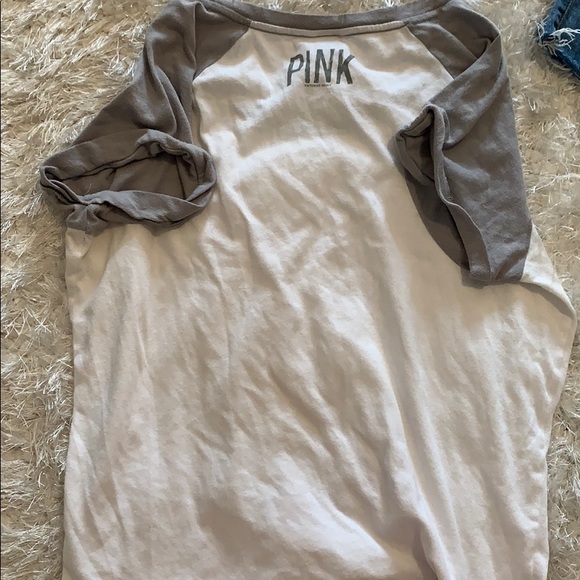 PINK Victoria’s Secret- white and gray t-shirt - Picture 3 of 4